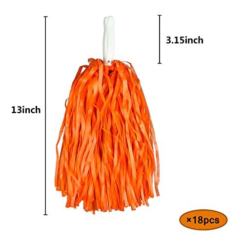 18PCS Orange Cheerleading Pom Poms with Baton Handle - Sports & Dance Accessories