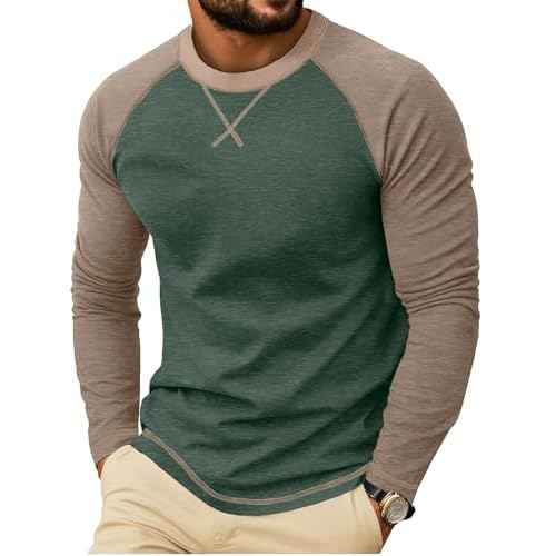 Askdeer Mens T-Shirt Long/Short Sleeve Cotton Shirts Casual Stylish Crewneck Shirts