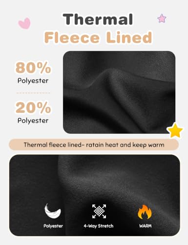 Girls Winter Riding Pants Fleece-Lined Breeches - Large Black