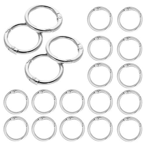 20pcs 1 Inch Round Spring O Rings Round,Meta Carabiner Clip Snap,Alloy Purse Clip Keychain Ring for Keyrings Buckle,Bags,Purses