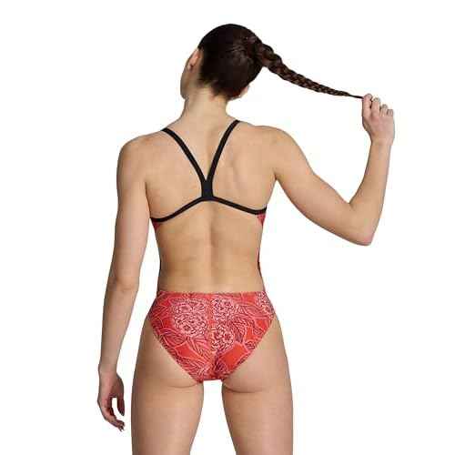 ARENA Women's Swimsuit Hydrangea Bouquet Team Print MaxLife Challenge Back One Piece Bathing Suit Training Swimwear