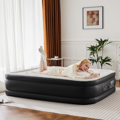 OLIXIS Twin Air Mattress - 16 Inch Double Height Inflatable Bed with Built-in Pump