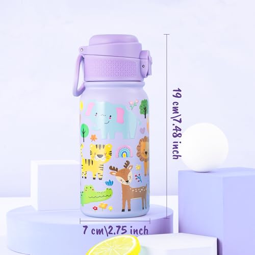 Kids 12oz Insulated Water Bottle - Light Purple, Leakproof & Portable