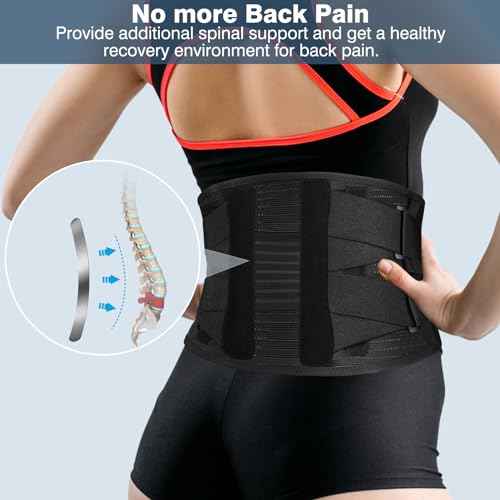 Boenoea Back Brace for lower back pain, Adjustable Lumbar Supports for Men and Women Relief for Herniated Disc, Scoliosis, Sciatica, Heavy lifting (L)