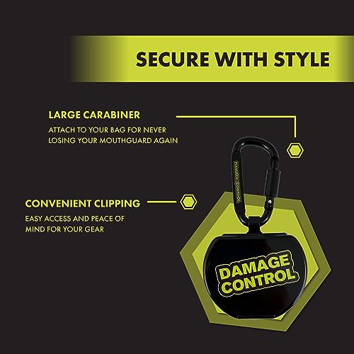 Ventilated Mouth Guard Case with Carabiner Clip - Black, Athletic Sports Gear