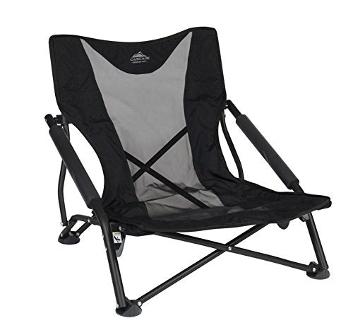 Cascade Mountain Tech Black Folding Camp Chair Low Profile for Camping & Outdoor Use