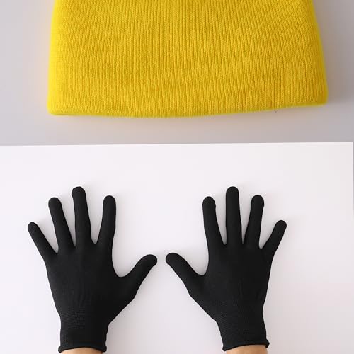 Halloween Costume Accessories Adult,Goggles Glasses/Yellow Beanie/Gloves/Banana Earrings Women Men Cosplay Party Outfits Set