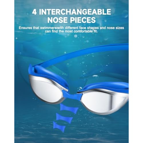 Aegend Adult Swim Goggles,Anti-Fog Mirrored Swimming Goggles for Competition,No Leak,UV Protection,Adjustable Comfortable Fit