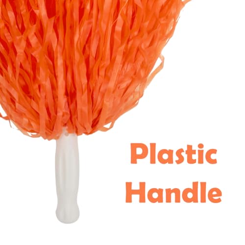 Orange Cheerleading Pom Poms Set 24PCS with Handles for Sports & Cheer Teams