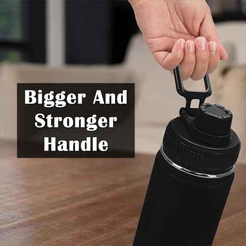 Spout Lid for Hydro Flask Wide Mouth Sport Water Bottles,2 Pack Replacement Lids for Most 12,14,16,18,20,22,32,40,64oz Wide Mouth Water Bottles with Handle Easy to Carry (Black2)