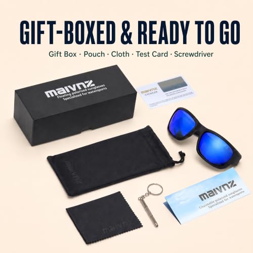 Floating Polarized Fishing Sunglasses for Men Women UV400 Lenses - Black Frame Blue Revo