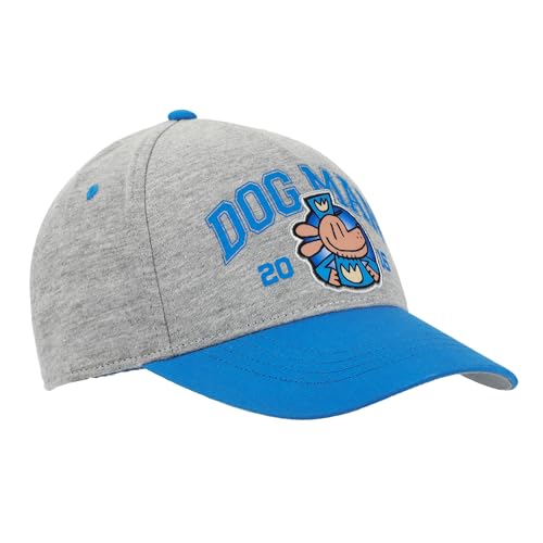 Dog Man Character Snapback Hat Youth Gray & Blue Adjustable Cap