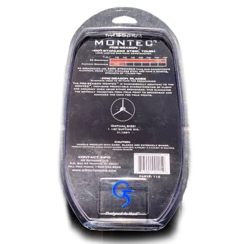 G5 Montec Pre-Season Fixed 3-Blade Broadheads 125 Grain Pack of 3