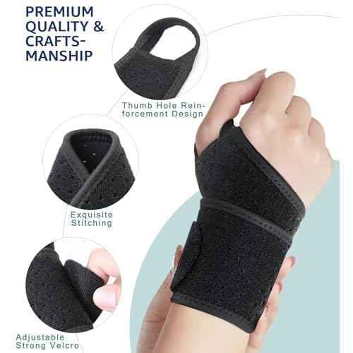 Breathable Wrist Support Brace for Men Women - Adjustable Compression Wrist Wrap for Joint Stability, Sports, Pain Relief, Carpal Tunnel Syndrome - Soft & Skin-Friendly, All-Day Comfort (Black)