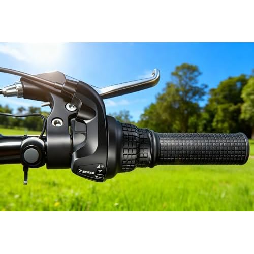Taicle Seven Speed Gear Shifter, Bicycle 7 Speed Bike Gear Shifter Revoshift Right Twist Grip Shift Lever for Mountain City Hybrid Commuter Kids' Bikes and Tricycle (SG25-7 Speed Shifter)