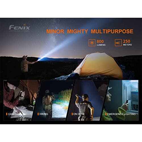 Fenix PD25R EDC Flashlight 800 Lumen USB-C Rechargeable, Dual Switch Pocket Size Lightweight with Organizer