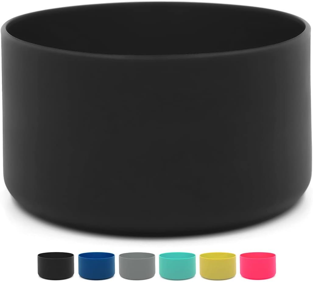 Flaskars Protective Silicone Boot for 12oz - 40 oz Hydroflask Water Bottles Anti-Slip Bottom Stanley Sleeve Cover Bumper (Black, Fits Hydroflask 32 and 40 OZ)