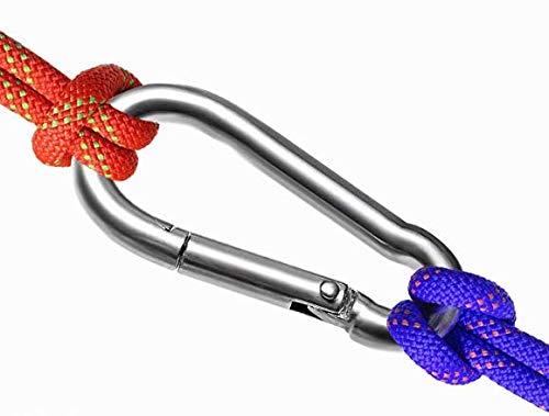 8PKS M6 Carabiner Clip,Spring Snap Hooks Heavy Duty,Stainless Steel 304 Key Chain Clip Fit for Gym,Camping,Travel,Hiking,in/Outdoor Rope Connector