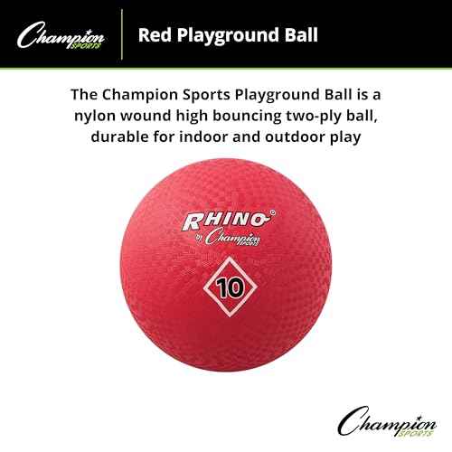 Champion Sports Playground Ball ? High-Bounce 2-Ply Construction, Durable Red Ball for Throwing, Catching & Kicking - Multiple Sizes (5", 6", 7", 10", 13", 16")