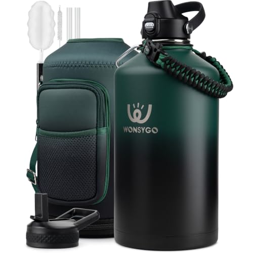 1 Gallon Insulated Leak-Proof Water Bottle with Carrier Bag - Black Forest, 128oz