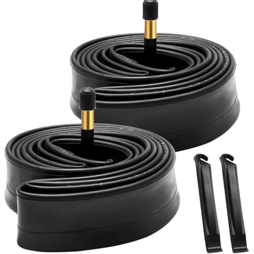 700x32c/700x35c Bike Tube 2 Pack with 2 Tire Levers AV48mm Schrader Valve Road Bike Inner Tubes Premium Butyl Rubber Bicycle Tube 2 Pack City Bike Tube