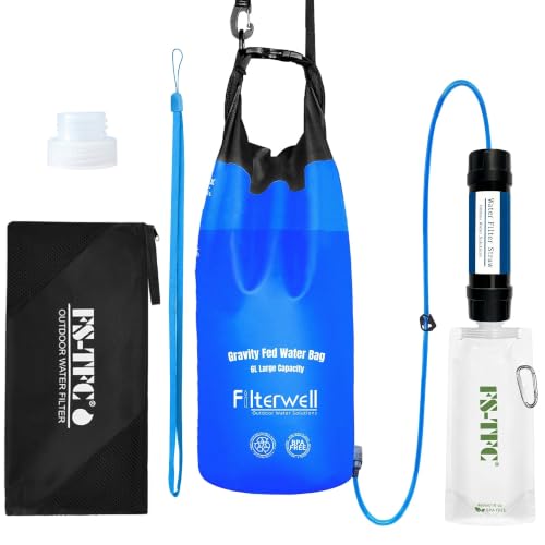 Gravity Water Filter Straw with 4-Stage Filtration for Camping & Survival