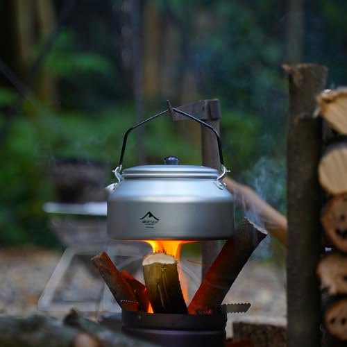 Widesea UltraLight 1L Camping Kettle, Hard-Anodized Aluminum Open Flame Safe Tea & Coffee Pot with Heat-Resistant Handle, Portable for Campfire, Backpacking, Hiking, and Outdoor Adventures