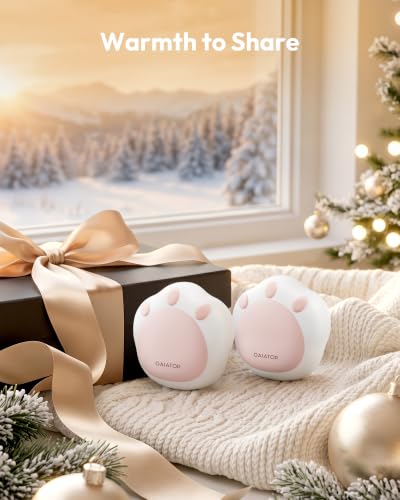 Rechargeable Hand Warmers 2 Pack with Cat Paw Design - White, Standard