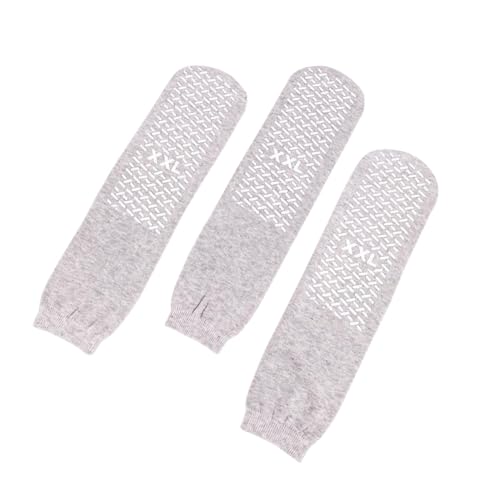 XX-Large Grey Slip Stop Safety Slipper Socks - Non-Slip Gripper 3 Pack