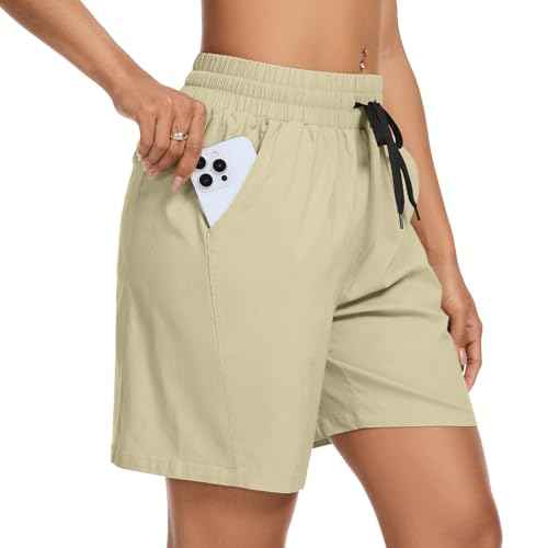Women's 7" Hiking Cargo Shorts Quick Dry Athletic Short Pants Outdoor Water Resistant Bermuda Shorts with Multi Pockets