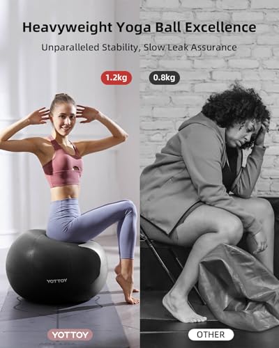 26 Inch Anti-Burst Exercise Ball for Yoga Pregnancy & Fitness - Black