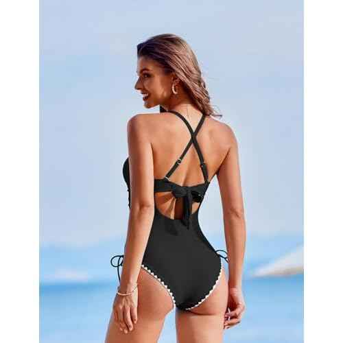 AI'MAGE Women One Piece Swimsuit 2025 Tummy Control Cutout Bathing Suit Wrap Tie Back Swimwear Shell Stitched