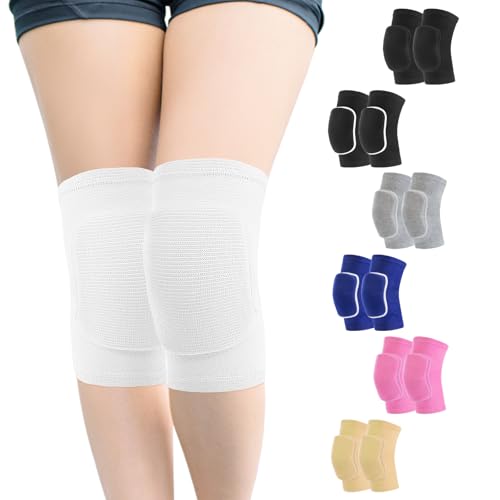 HISFFOG Volleyball Knee Pads for Women Men Youth Kids White Medium