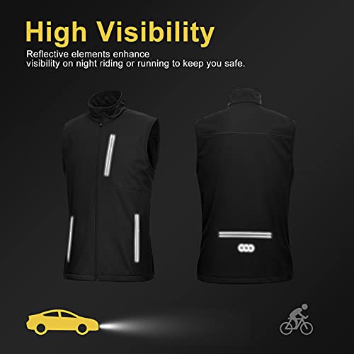 Men's Windproof Lightweight Golf Vest Outerwear - Large, Black