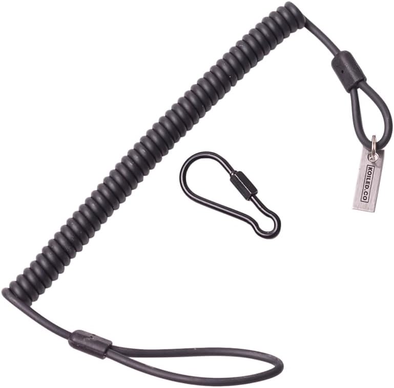 Military-Grade Braided Kevlar Cord Heavy Duty Retractable Lanyard - Carabiner Clip, 265lb/120kg Breaking Strength - Security Belt, Key Chain, Tether Strap for Weapons, Guns, Keys, Tactical Gear