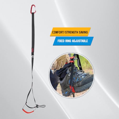 2.6-4.4 FT 16KN Foot Ascender, Adjustable Climbing Ascender Strap Rope Foot Belt Rock Climbing Rappel Rescue for Mountaineering, Rock Climbing, Engineering Protection