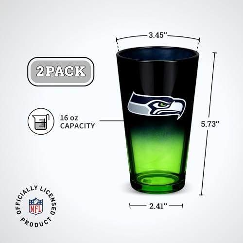 Officially Licensed Ombre Pint Glasses - Seattle Seahawks 2-Pack