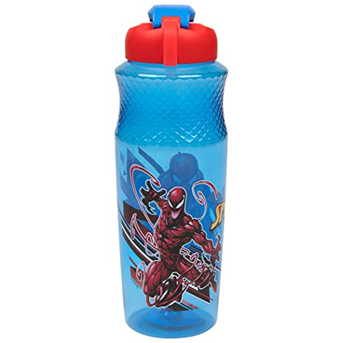 30oz Spider-Man Water Bottle - Durable Plastic, Blue & Red