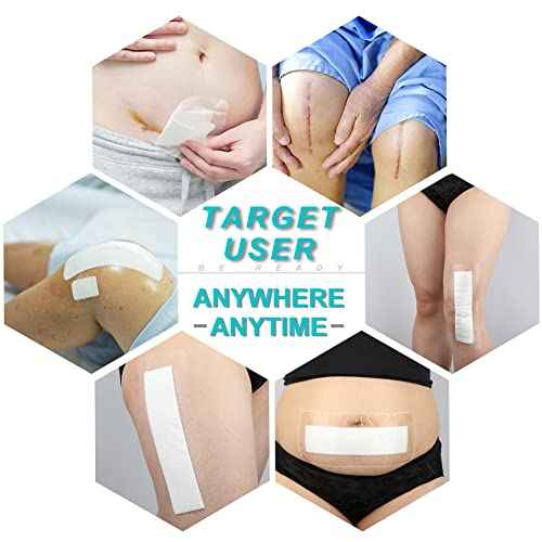 Waterproof Knee Replacement Surgery Bandage | 4x8 Inch Shower Protector Island Dressing Pad Bordered Gauze | Hip Surgery Recovery Large Wounds Incision Cover with Adhesive Border (Pack of 14)