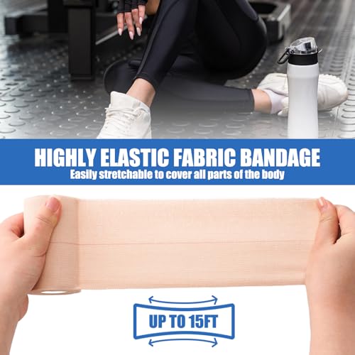 12 Rolls 4-Inch Elastic Self-Adhesive Bandage Wrap for Sports Pets & First Aid - Breathable, Reusable, Rebound Flexible