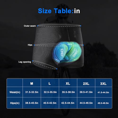 Men's Cycling Underwear Shorts 5D Padded Gel Mountain Bike Bicycle MTB Liner with Breathable, Quick Drying Shockproof