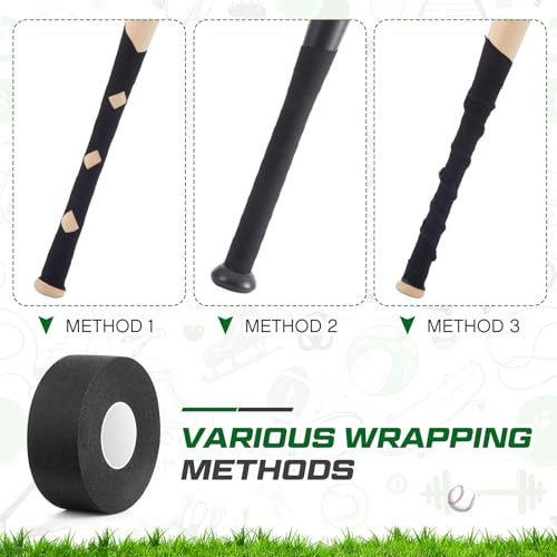 Black Baseball Bat Grip Tape 6 Pack 30ft Cloth Wrap for Softball & Baseball