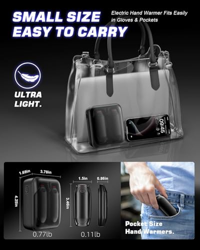 Rechargeable Hand Warmers 2-Pack with Charging Case - Portable 14000mAh Electric Hand Heaters for Camping, Hunting, Golf, Outdoor Activities