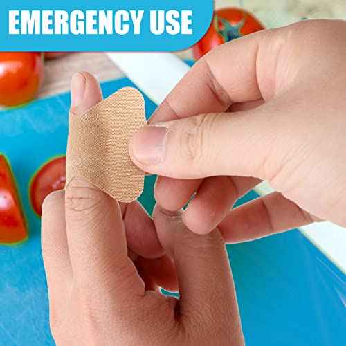 Sinmoe 100 Pieces Flexible Fabric Adhesive Bandages Knuckle and Fingertip Bandages Variety Pack for Wound Care Bulk Pack for First Aid Kits in 2 Sizes, 3 x 1.5 Inch, 1.8 x 2 Inch(Brown)