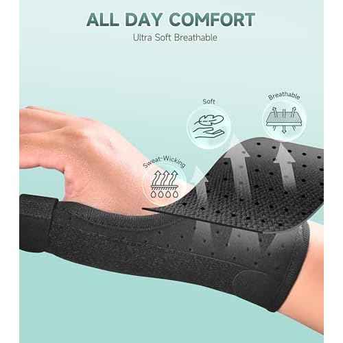 Thumb Brace Right Left Hand - Choose Spring Stabilizer or Aluminum Spica Splint Support for Arthritis,Trigger Finger,Tendonitis,CMC Joint Pain Relief, Adjustable Wrist/Finger Strap for Women Men