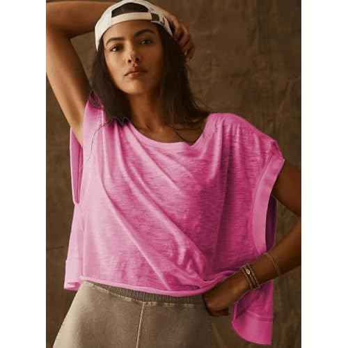 EYZH Women's Open Back Workout Top - Short Sleeve Yoga Crop Shirt, Loose Yoga Gym Crop Top