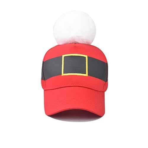 Christmas Cotton-Baseball Cap for Women-Men Outdoor-Adjustable-Sports Baseball Cap-with Pompom Santa-Unisex-Dad Hat