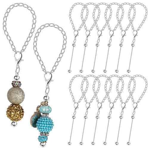Landical 12 Pcs Beadable Charm Accessories Compatible with Stanley Beaded Charm for Tumblers with Handle Cup Chains Wire for 30 40 oz Water Bottle Jewelry Gift Making Blank DIY