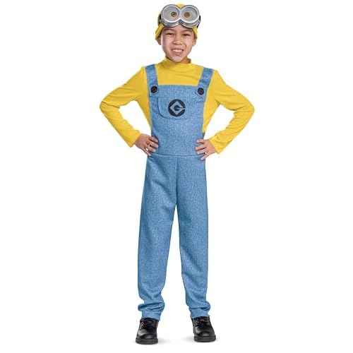 Bob Minions Costume for Kids, Official Minion Jumpsuit Outfit with Goggles and Hat, Classic Size Small (4-6)