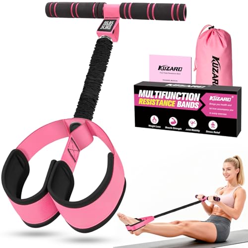Pink Resistance Band with Handles for Full Body Workout, ABS, Waist, Arms, Legs - Home Fitness Equipment